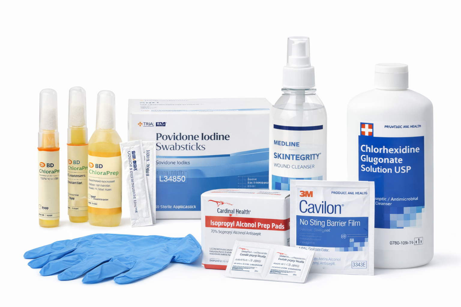 Skin preparation and cleansing products for wound care hygiene
