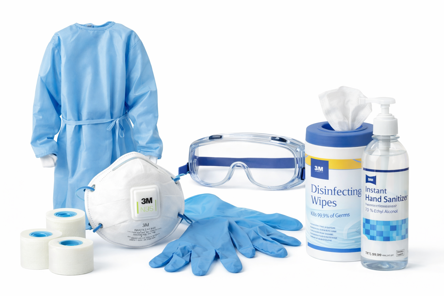 Personal protective equipment and medical gloves for hygiene and safety