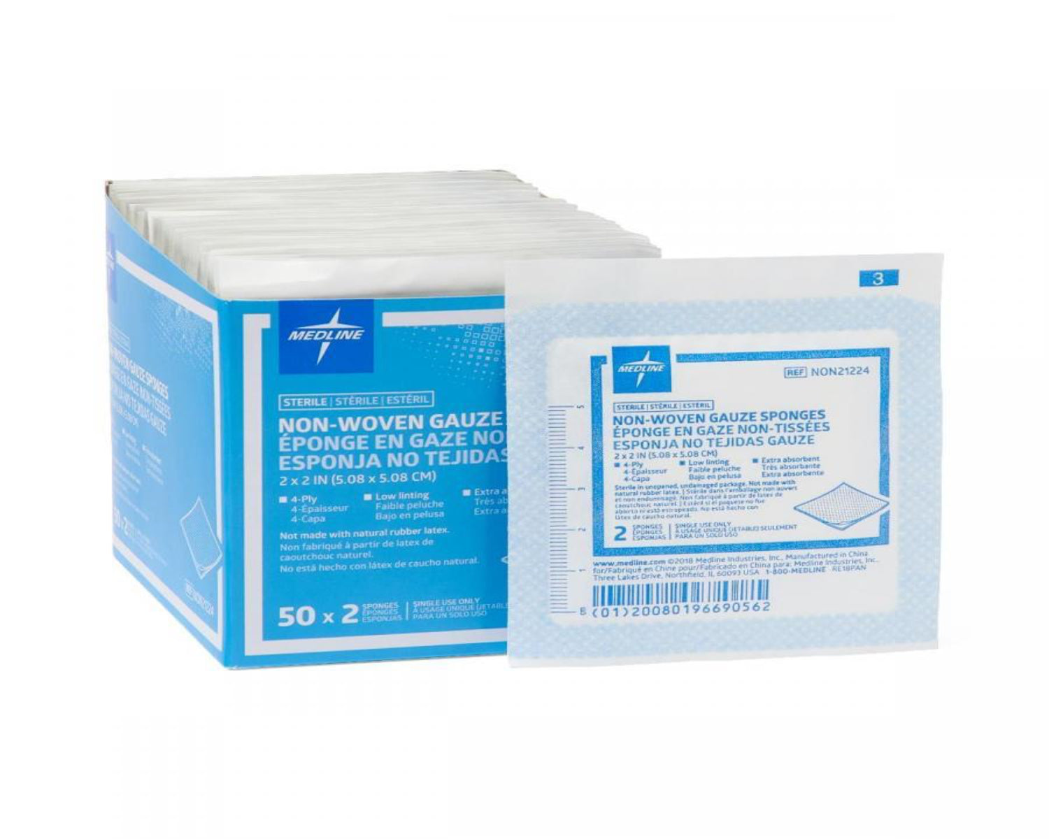Sterile Non-Woven Gauze Sponges 4” x 4” – 4-Ply