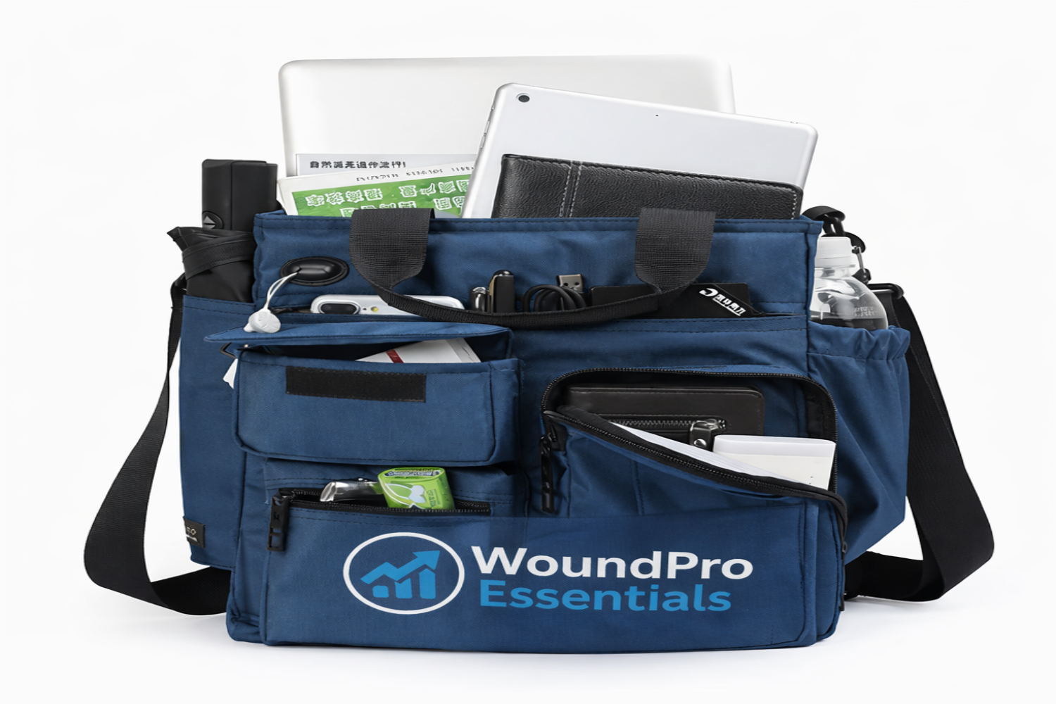 Professional wound care carry tote designed as a non-backpack option