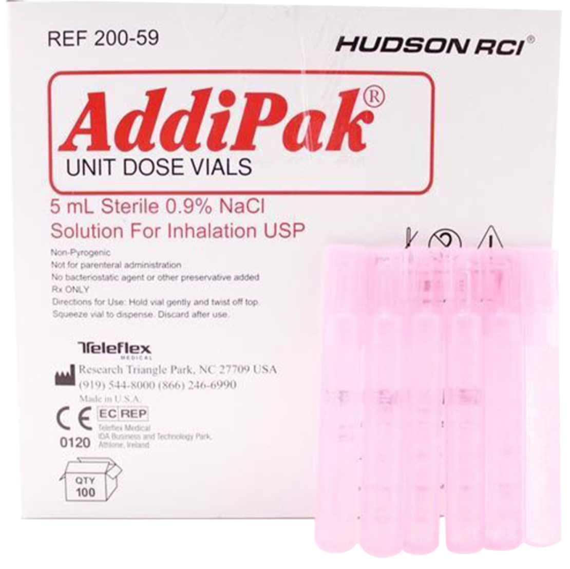 Sterile 5 mL saline unit dose vials for wound cleansing and irrigation