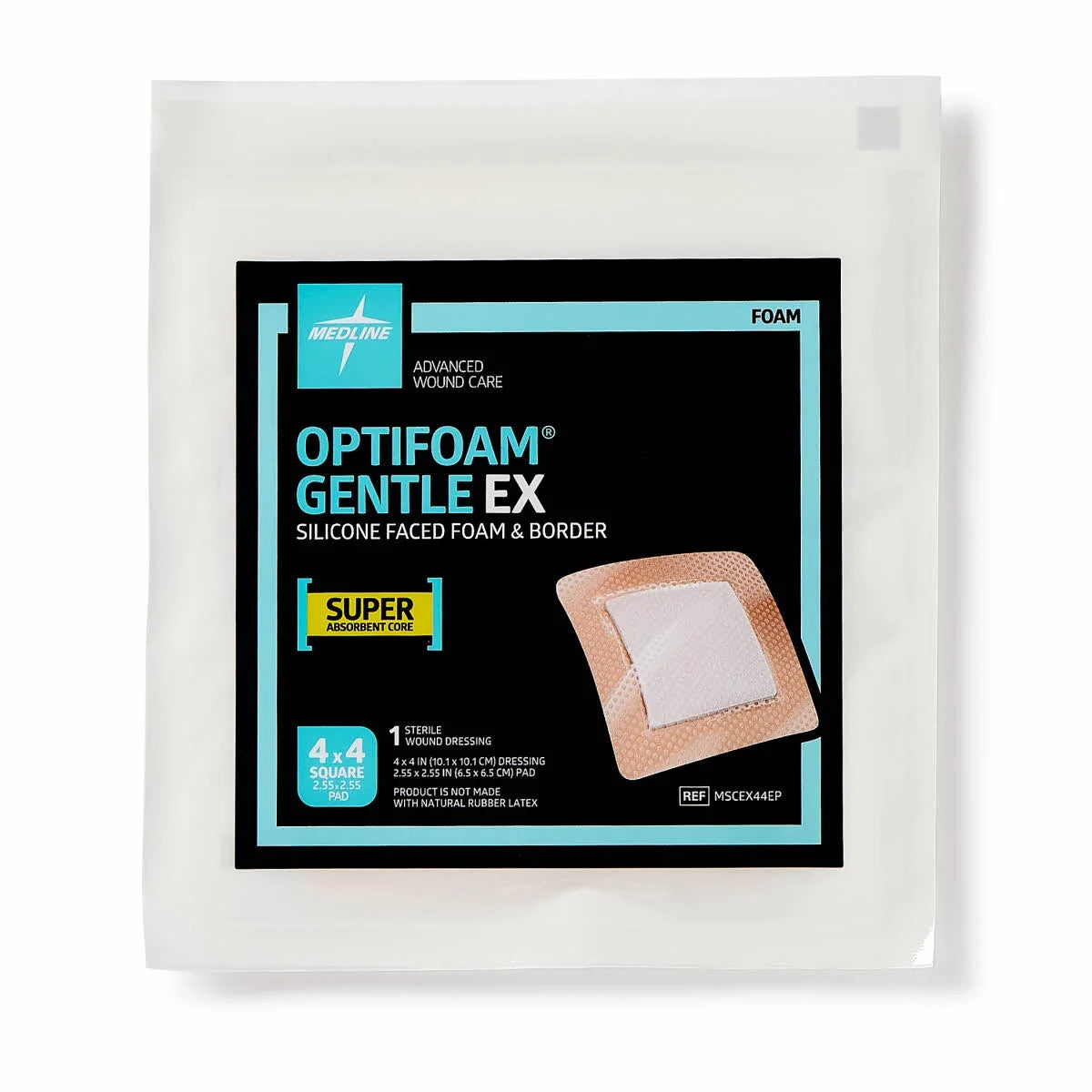 Optifoam® Gentle EX — Silicone Foam Dressing with Border (4×4 in)