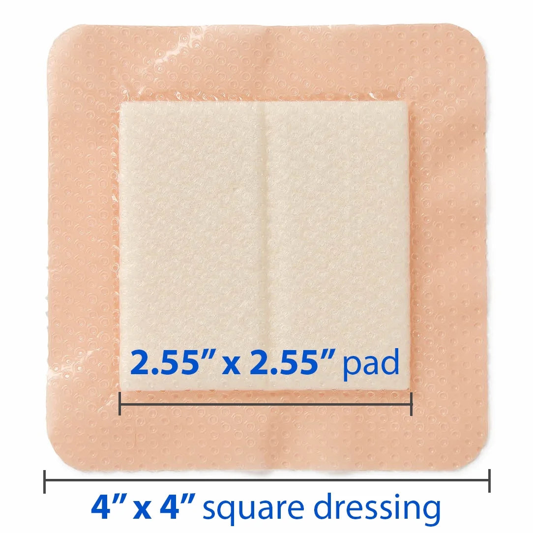 Optifoam® Gentle EX — Silicone Foam Dressing with Border (4×4 in)