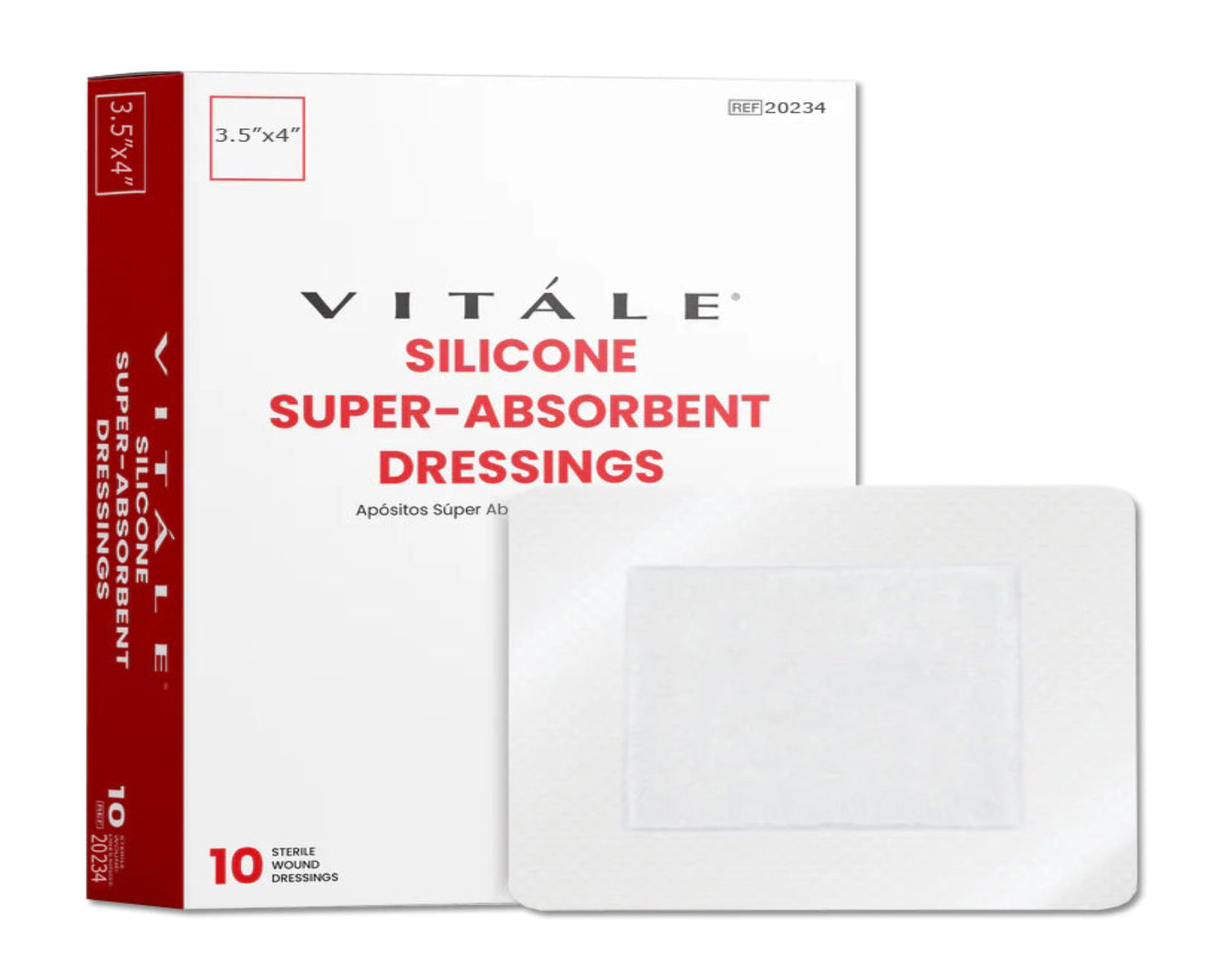 Silicone super absorbent wound dressing 3.5x4 inch sterile