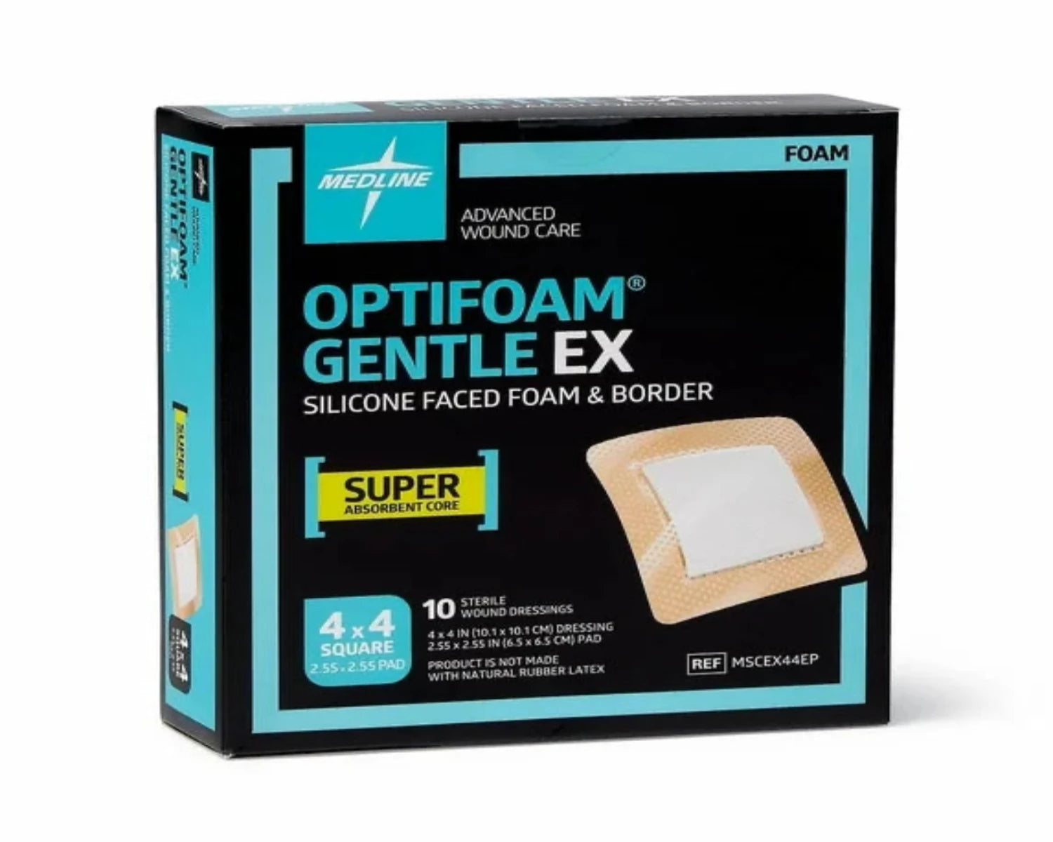 Optifoam® Gentle EX — Silicone Foam Dressing with Border (4×4 in)