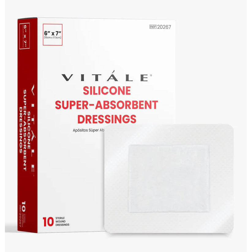 Silicone Super-Absorbent Wound Dressings — 3.5 × 4 in (10 ct)